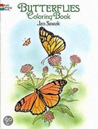 Kleurboek met fijn gedetailleerde afbeeldingen van vlinders en bloemen